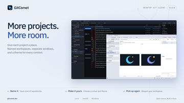 GitComet workspaces poster featuring two project windows