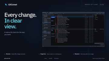 GitComet 0.3.0 release poster featuring the commit history